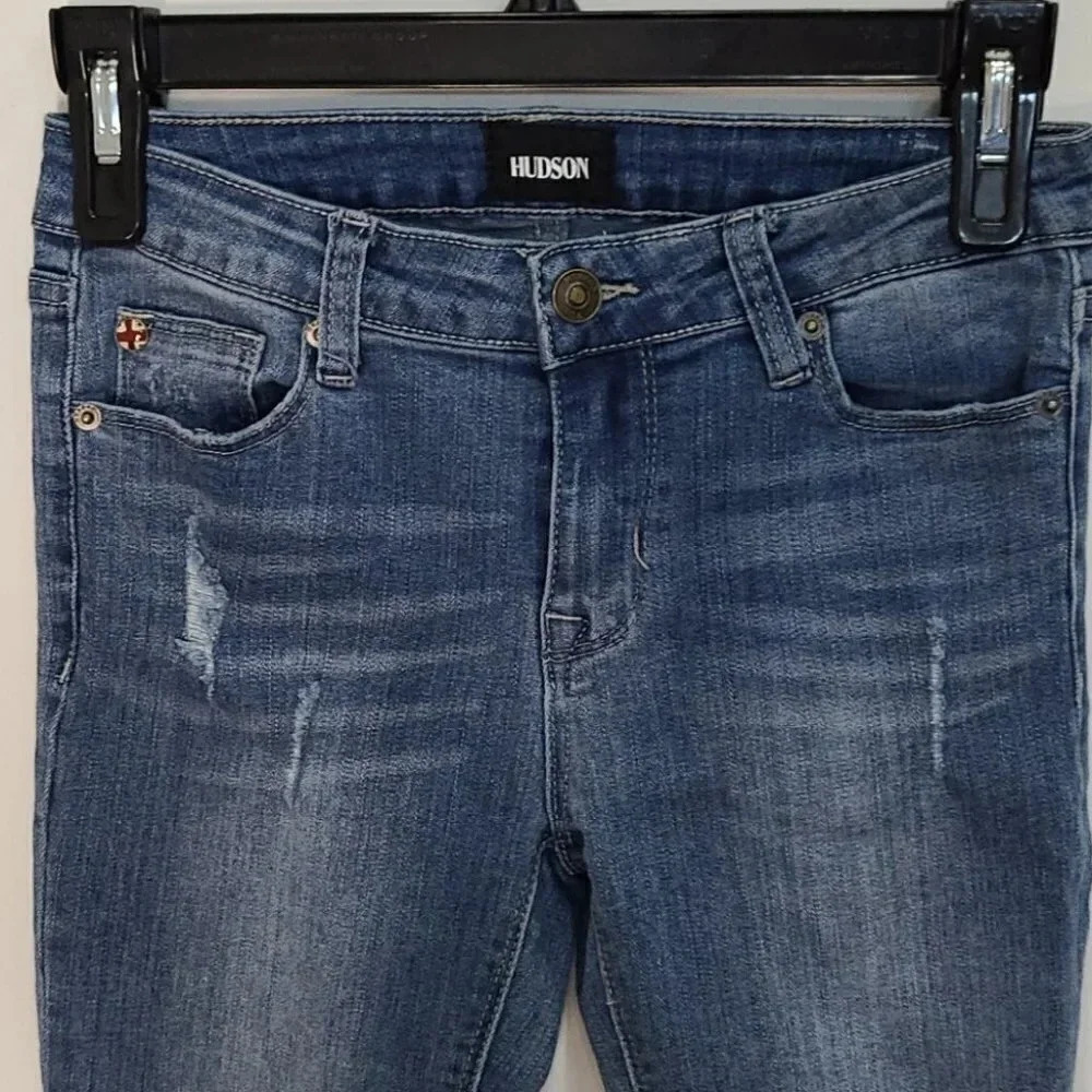 Hudson Distressed Raw Hem Denim Jeans - Picture 10 of 16